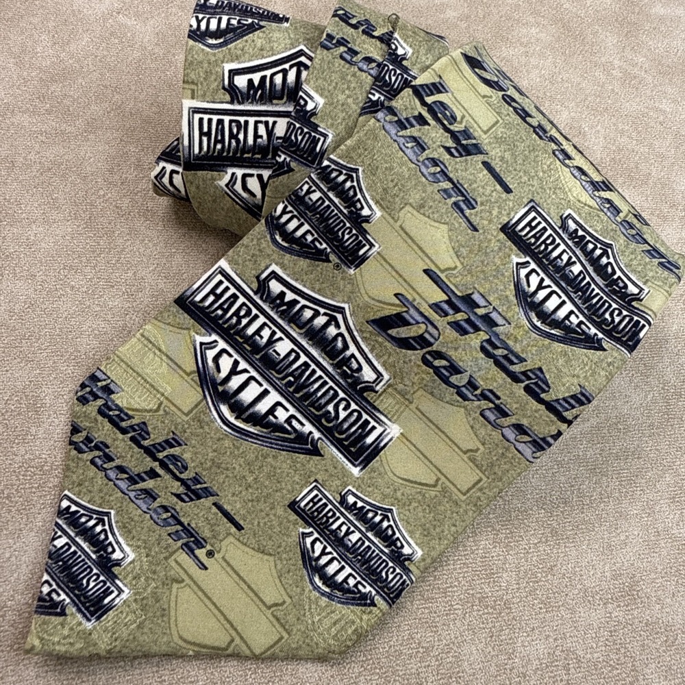 Vintage Harley Davidson x Ralph‎ Marlin Tie Y2K Motorcycles Tie Necktie 2001